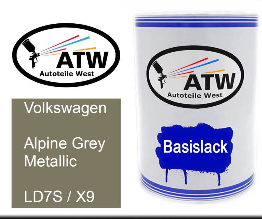 Volkswagen, Alpine Grey Metallic, LD7S / X9: 500ml Lackdose, von ATW Autoteile West.